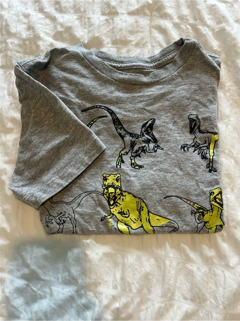 GAP Grey Short-Sleeve Dinosaur Tee with Yellow Accents